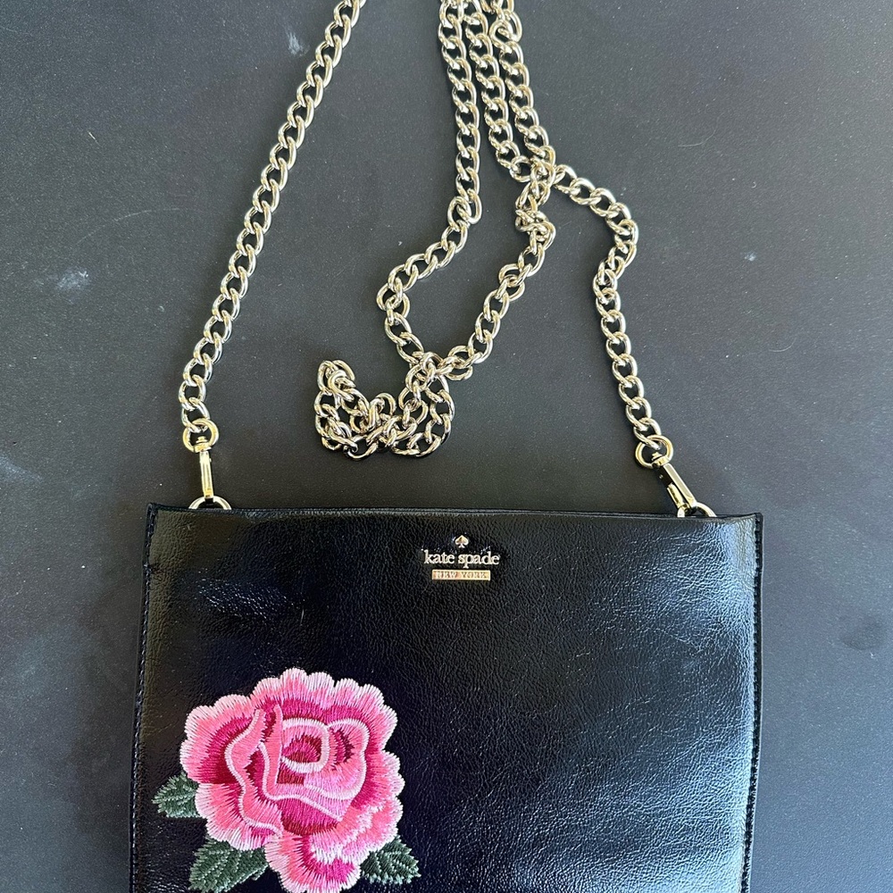 Kate spade shoulder bag with rose embroidery